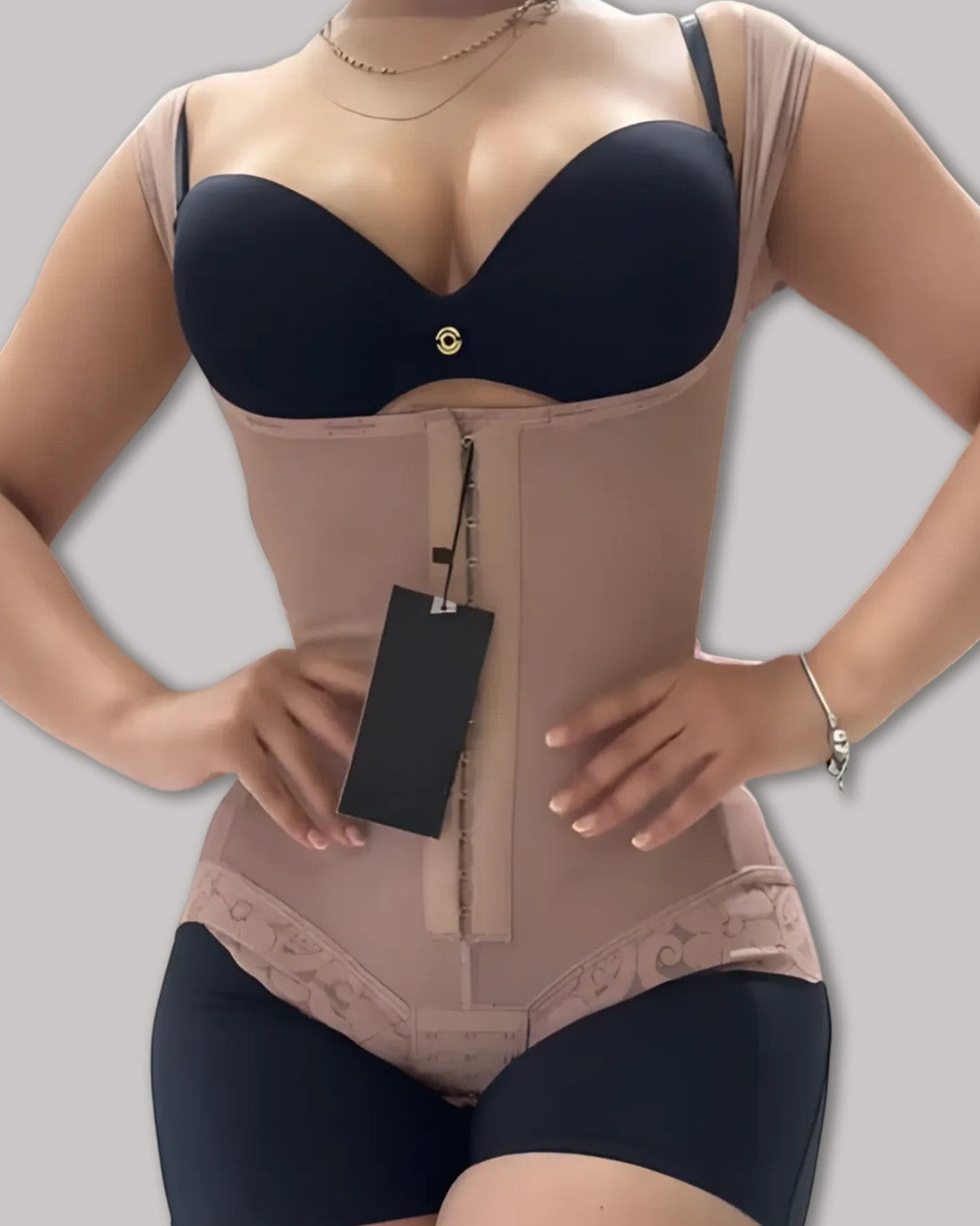 Curvy-faja Button Down Bodysuit Shapewear - Tummy Control Thong Bodysuit with Snap Closure