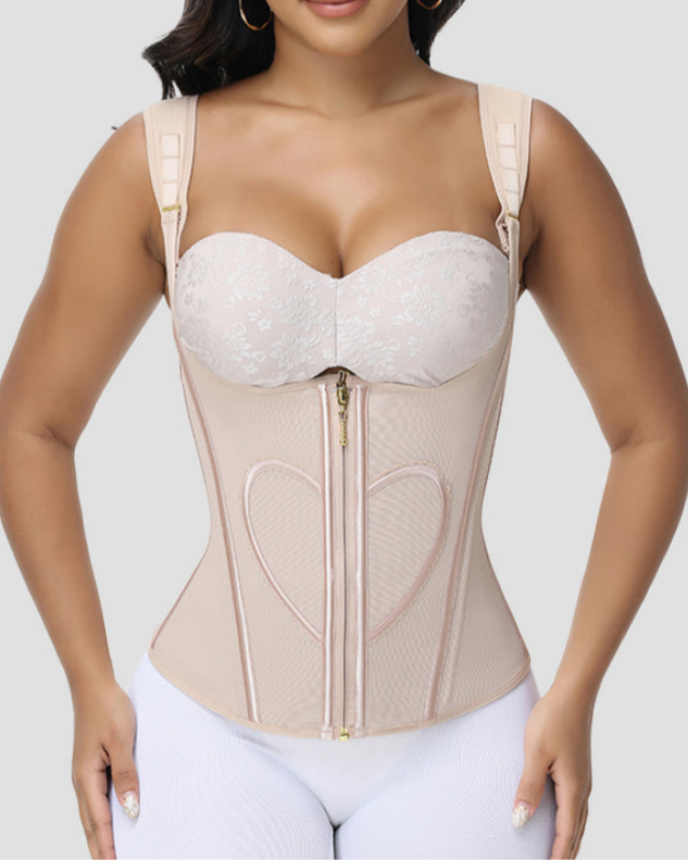 Heart Pattern Double Compression Tummy Tuck Waist Trainer