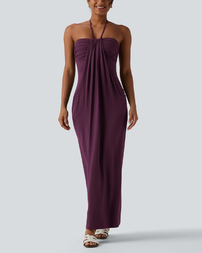 Backless Halter Tie Long Maxi Dress