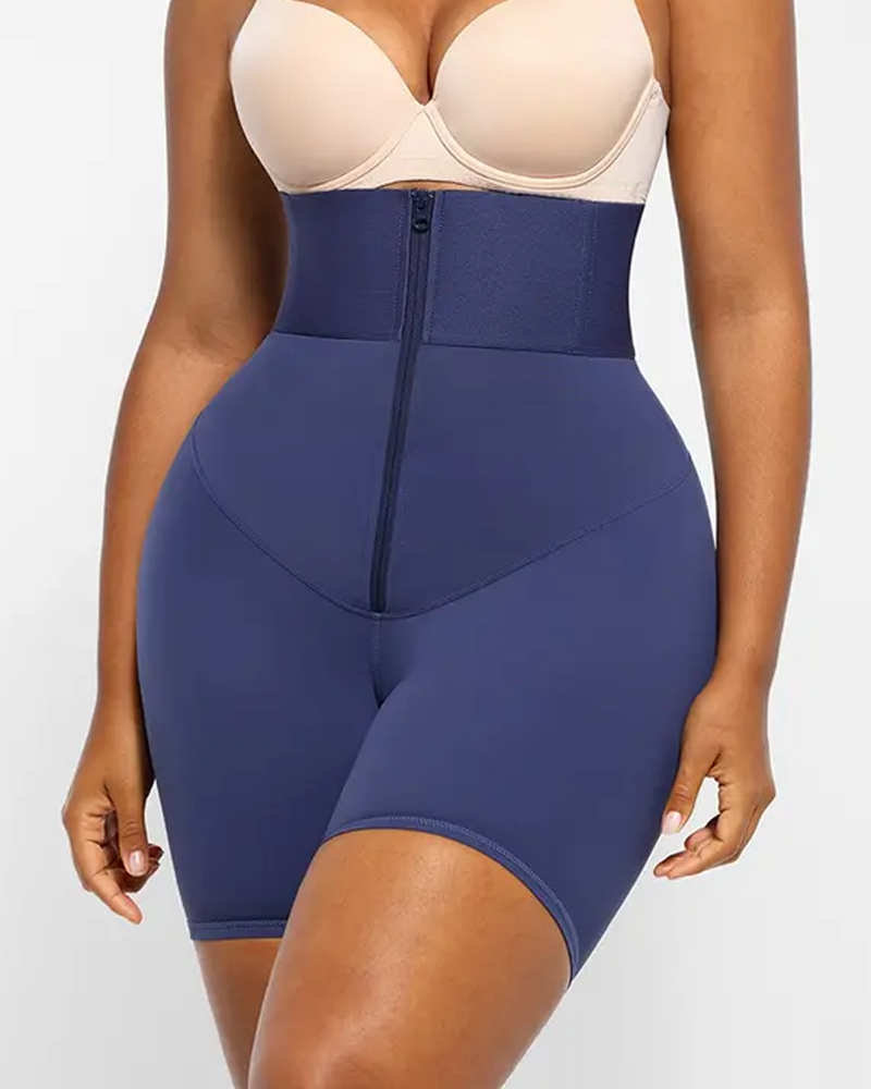 High Waist Zipper Tummy Control Butt Lifting Shaping Sports Shorts